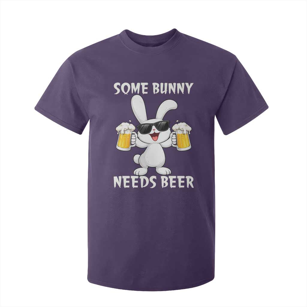 Funny Easter Bunny Drinking Beer T Shirt For Kid Some Bunny Needs Beer TS14 Purple Print Your Wear