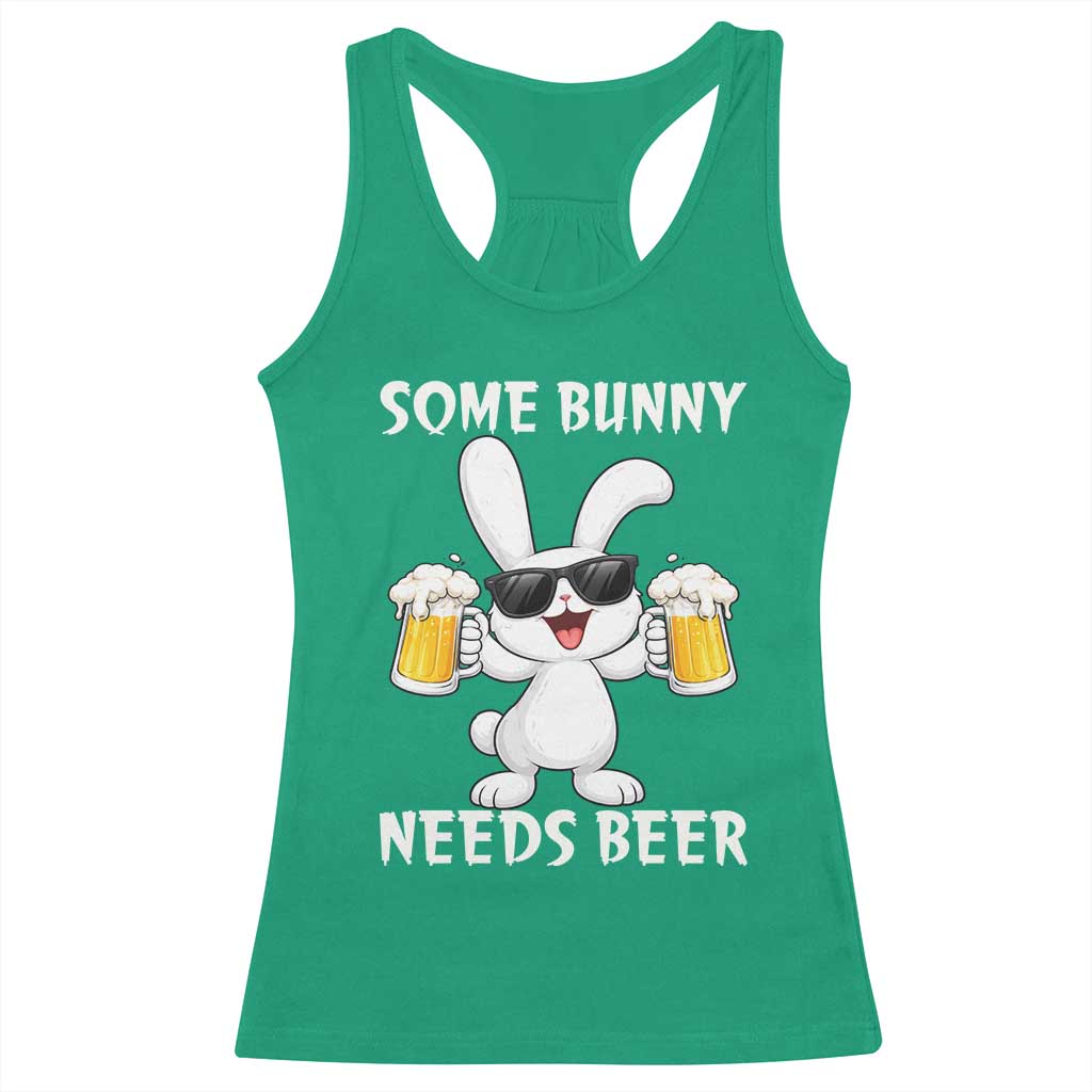 Funny Easter Bunny Drinking Beer Racerback Tank Top Some Bunny Needs Beer TS14 Irish Green Print Your Wear