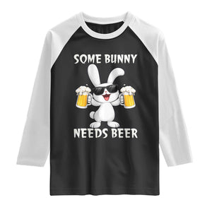 Funny Easter Bunny Drinking Beer Raglan Shirt Some Bunny Needs Beer TS14 Black White Print Your Wear
