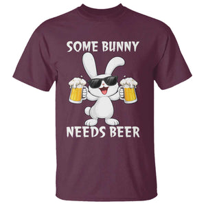 Funny Easter Bunny Drinking Beer T Shirt Some Bunny Needs Beer TS14 Maroon Print Your Wear