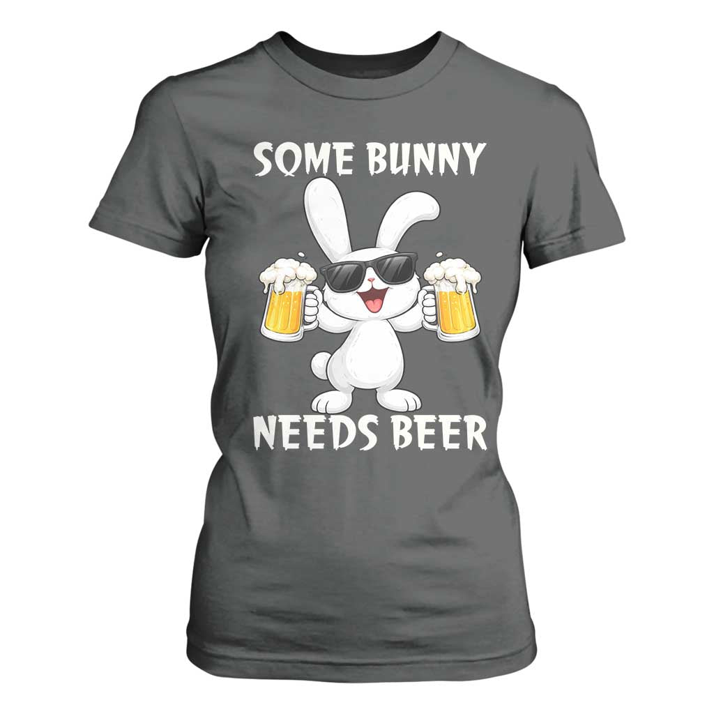 Funny Easter Bunny Drinking Beer T Shirt For Women Some Bunny Needs Beer TS14 Dark Heather Print Your Wear