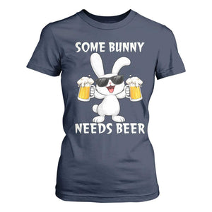 Funny Easter Bunny Drinking Beer T Shirt For Women Some Bunny Needs Beer TS14 Navy Print Your Wear