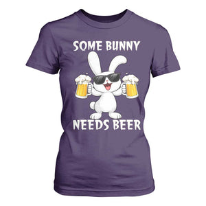 Funny Easter Bunny Drinking Beer T Shirt For Women Some Bunny Needs Beer TS14 Purple Print Your Wear