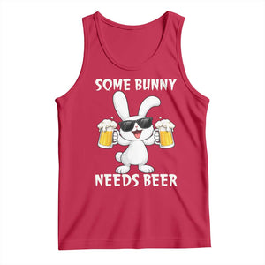 Funny Easter Bunny Drinking Beer Tank Top Some Bunny Needs Beer TS14 Red Print Your Wear