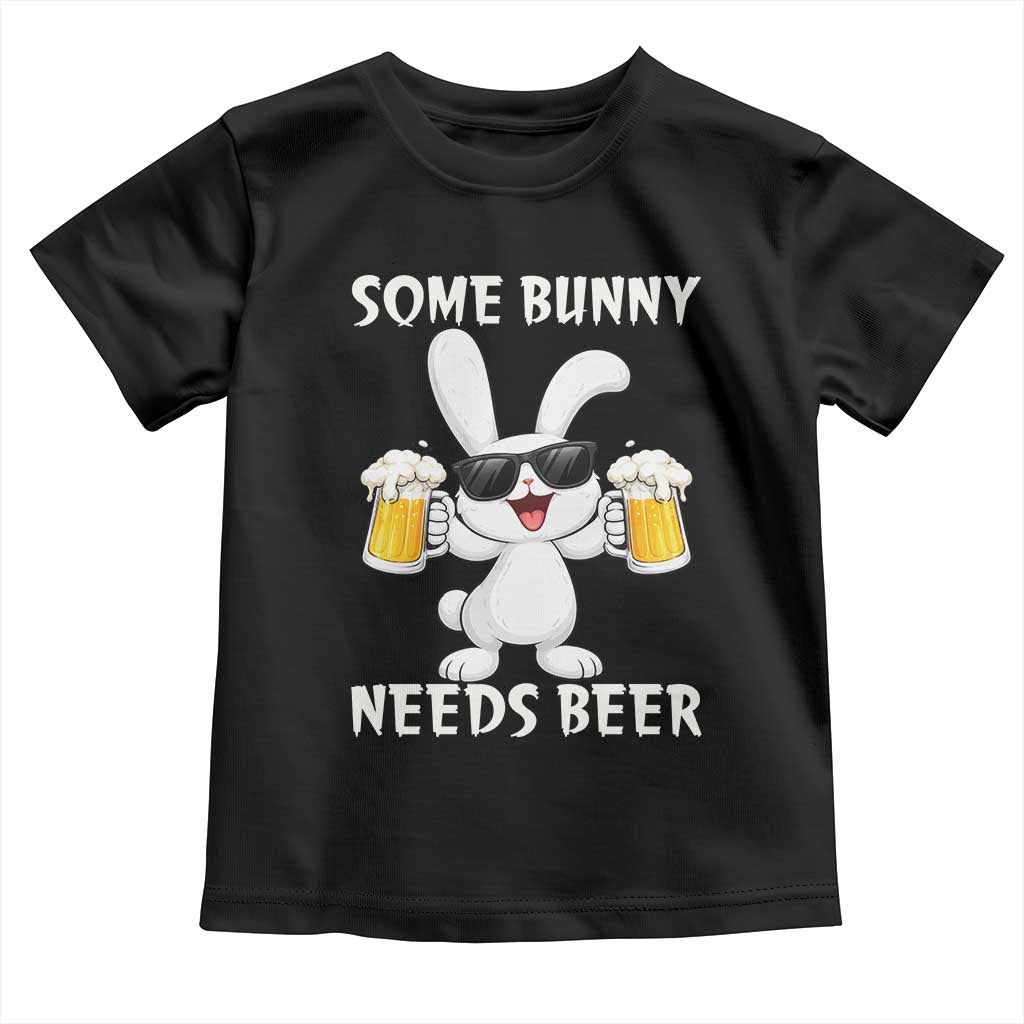 Funny Easter Bunny Drinking Beer Toddler T Shirt Some Bunny Needs Beer TS14 Black Print Your Wear