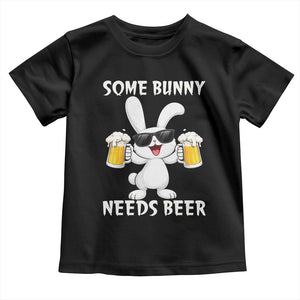 Funny Easter Bunny Drinking Beer Toddler T Shirt Some Bunny Needs Beer TS14 Black Print Your Wear