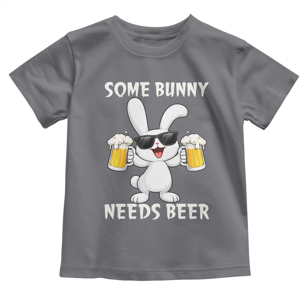 Funny Easter Bunny Drinking Beer Toddler T Shirt Some Bunny Needs Beer TS14 Charcoal Print Your Wear