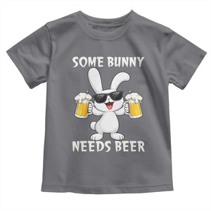 Funny Easter Bunny Drinking Beer Toddler T Shirt Some Bunny Needs Beer TS14 Charcoal Print Your Wear