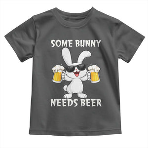Funny Easter Bunny Drinking Beer Toddler T Shirt Some Bunny Needs Beer TS14 Dark Heather Print Your Wear
