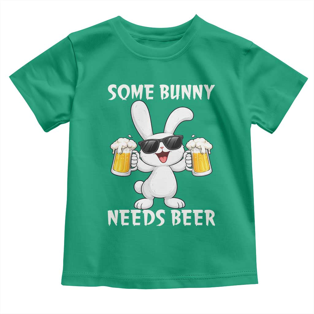 Funny Easter Bunny Drinking Beer Toddler T Shirt Some Bunny Needs Beer TS14 Irish Green Print Your Wear