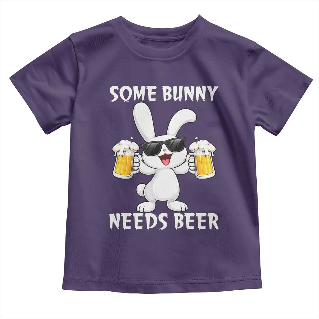 Funny Easter Bunny Drinking Beer Toddler T Shirt Some Bunny Needs Beer TS14 Purple Print Your Wear
