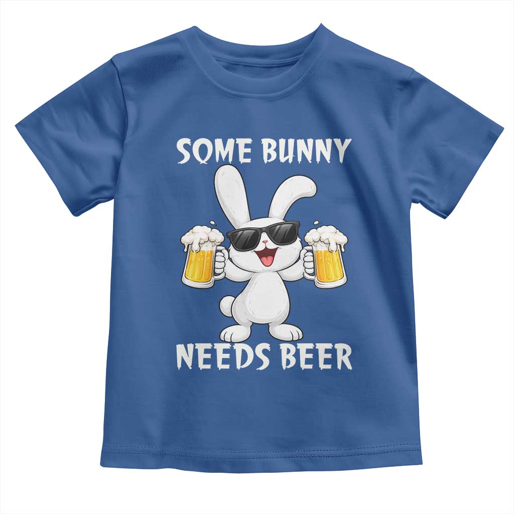 Funny Easter Bunny Drinking Beer Toddler T Shirt Some Bunny Needs Beer TS14 Royal Blue Print Your Wear