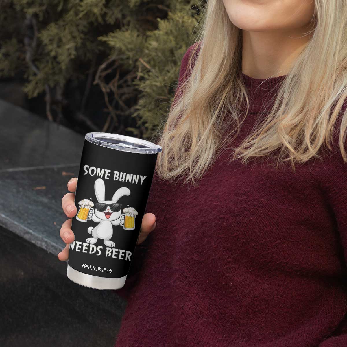 Funny Easter Bunny Drinking Beer Tumbler Cup Some Bunny Needs Beer TS14 Print Your Wear