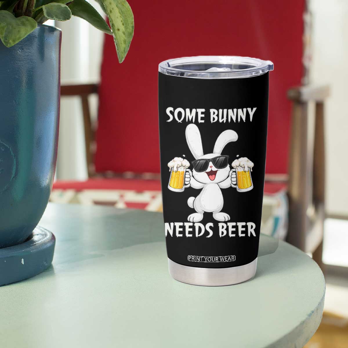 Funny Easter Bunny Drinking Beer Tumbler Cup Some Bunny Needs Beer TS14 Print Your Wear