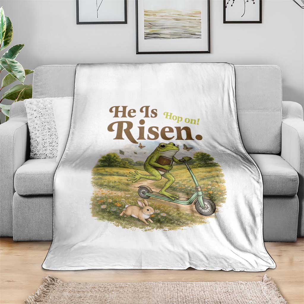 He Is Risen Hop On Throw Blanket Christian Easter Frog TS14 Print Your Wear