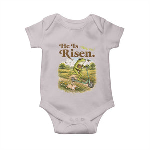 He Is Risen Hop On Baby Onesie Christian Easter Frog TS14 Ice Gray Print Your Wear