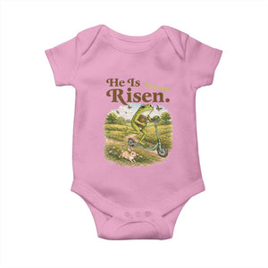 He Is Risen Hop On Baby Onesie Christian Easter Frog TS14 Light Pink Print Your Wear