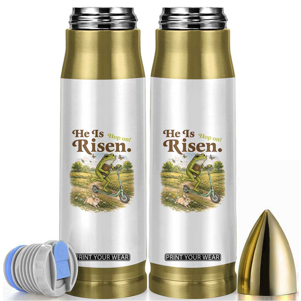 He Is Risen Hop On Bullet Tumbler Christian Easter Frog TS14 White Print Your Wear