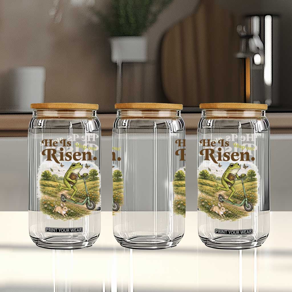 He Is Risen Hop On Glass Can Christian Easter Frog TS14 Print Your Wear