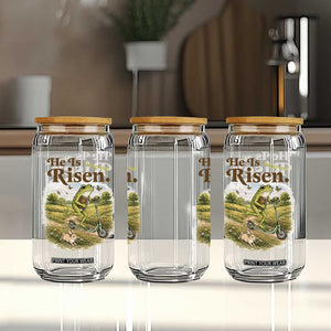 He Is Risen Hop On Glass Can Christian Easter Frog TS14 Print Your Wear