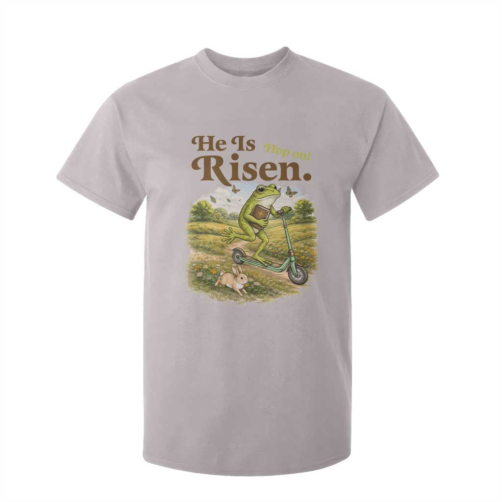He Is Risen Hop On T Shirt For Kid Christian Easter Frog TS14 Ice Gray Print Your Wear