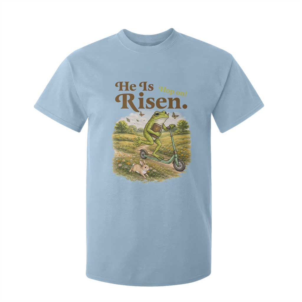 He Is Risen Hop On T Shirt For Kid Christian Easter Frog TS14 Light Blue Print Your Wear