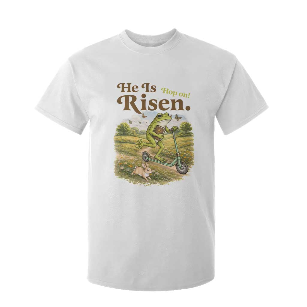 He Is Risen Hop On T Shirt For Kid Christian Easter Frog TS14 White Print Your Wear