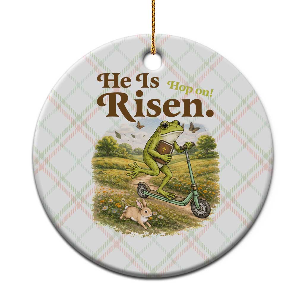 He Is Risen Hop On Ceramic Ornament Christian Easter Frog TS14 1pc Christmas Plaid Print Your Wear
