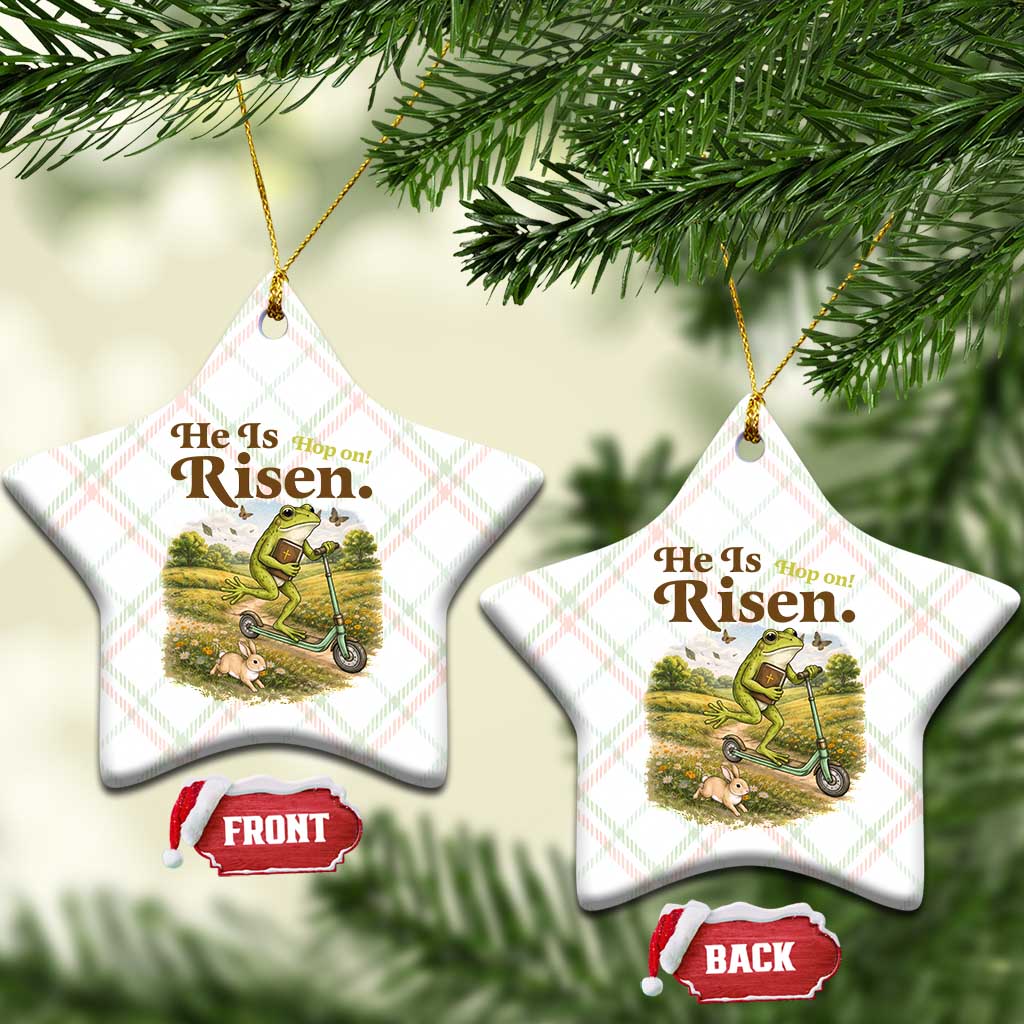 He Is Risen Hop On Ceramic Ornament Christian Easter Frog TS14 Print Your Wear
