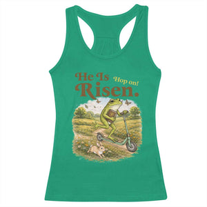 He Is Risen Hop On Racerback Tank Top Christian Easter Frog TS14 Irish Green Print Your Wear