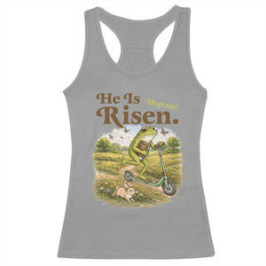 He Is Risen Hop On Racerback Tank Top Christian Easter Frog TS14 Sport Gray Print Your Wear