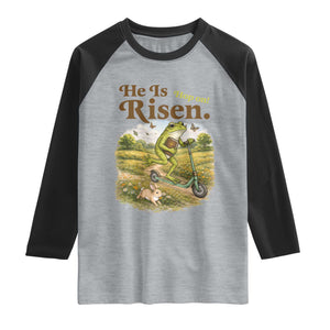 He Is Risen Hop On Raglan Shirt Christian Easter Frog TS14 Heather Gray Black Print Your Wear