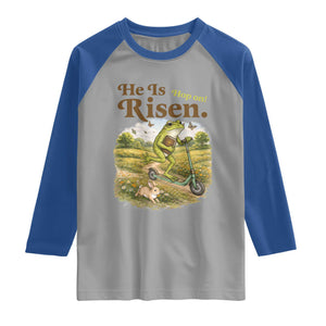 He Is Risen Hop On Raglan Shirt Christian Easter Frog TS14 Sport Gray Royal Print Your Wear