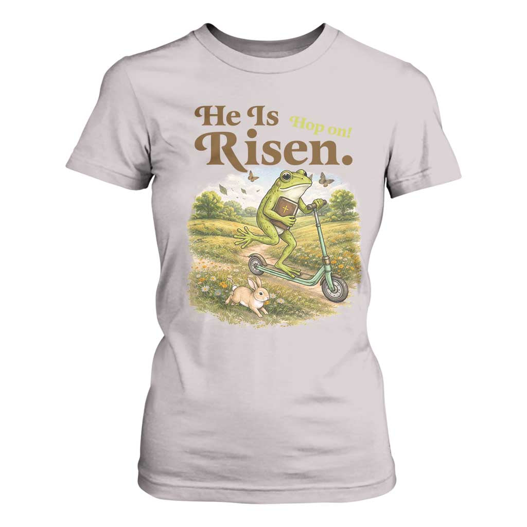 He Is Risen Hop On T Shirt For Women Christian Easter Frog TS14 Ice Gray Print Your Wear