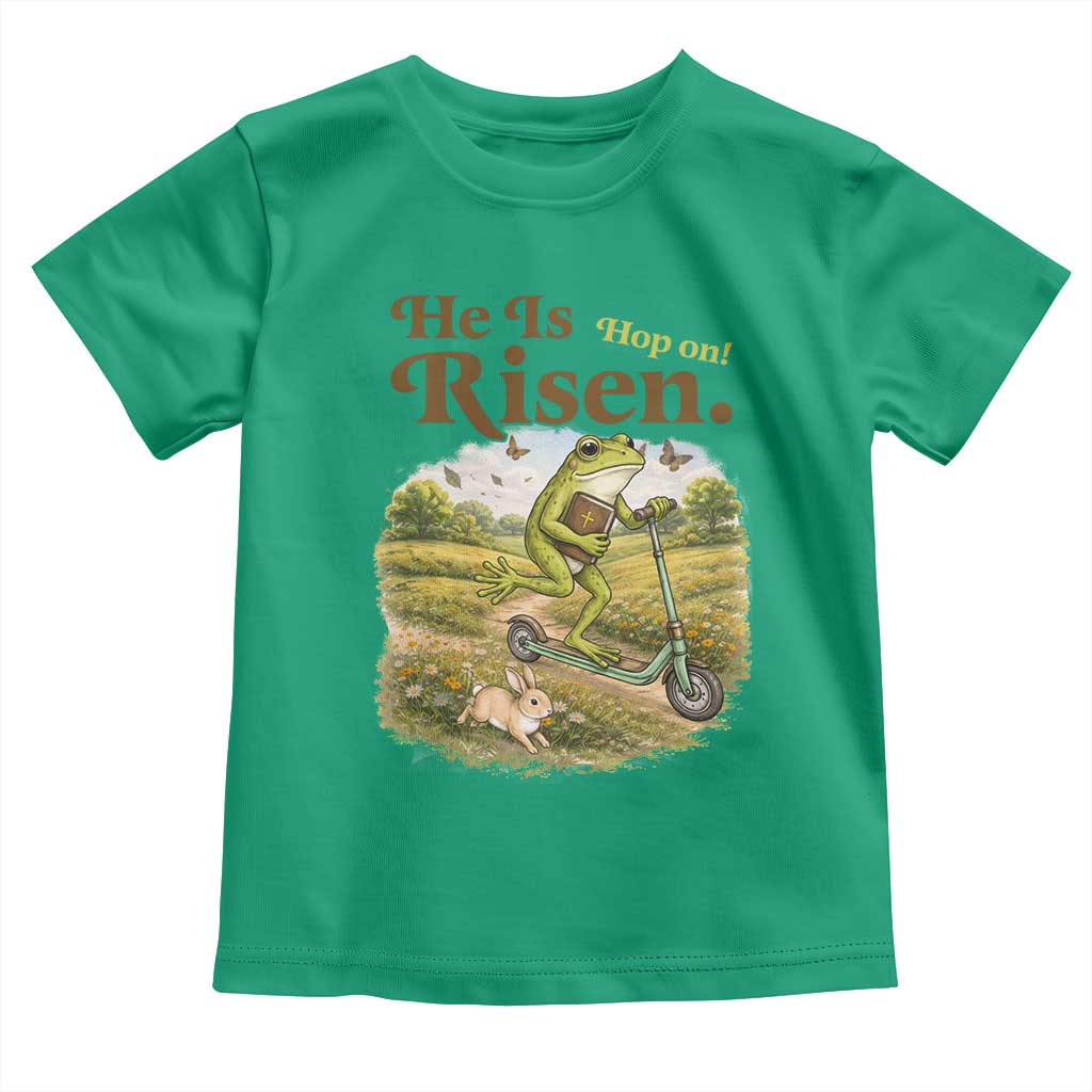 He Is Risen Hop On Toddler T Shirt Christian Easter Frog TS14 Irish Green Print Your Wear