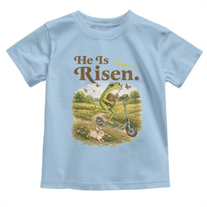 He Is Risen Hop On Toddler T Shirt Christian Easter Frog TS14 Light Blue Print Your Wear