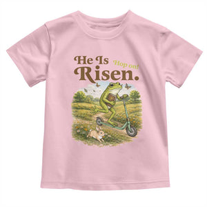 He Is Risen Hop On Toddler T Shirt Christian Easter Frog TS14 Light Pink Print Your Wear
