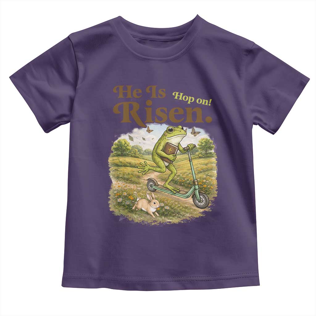 He Is Risen Hop On Toddler T Shirt Christian Easter Frog TS14 Purple Print Your Wear