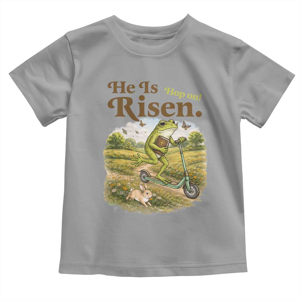 He Is Risen Hop On Toddler T Shirt Christian Easter Frog TS14 Sport Gray Print Your Wear