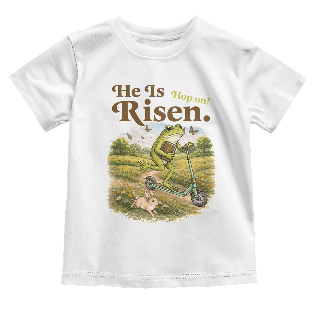 He Is Risen Hop On Toddler T Shirt Christian Easter Frog TS14 White Print Your Wear