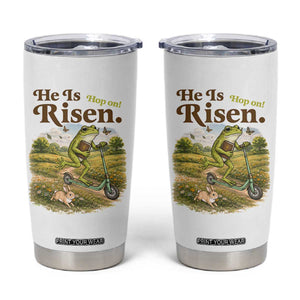 He Is Risen Hop On Tumbler Cup Christian Easter Frog TS14 White Print Your Wear