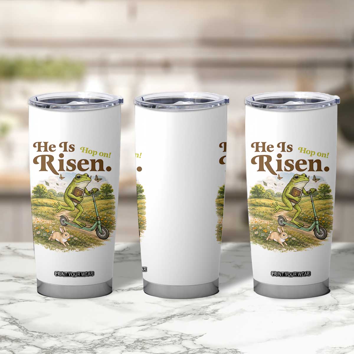 He Is Risen Hop On Tumbler Cup Christian Easter Frog TS14 Print Your Wear
