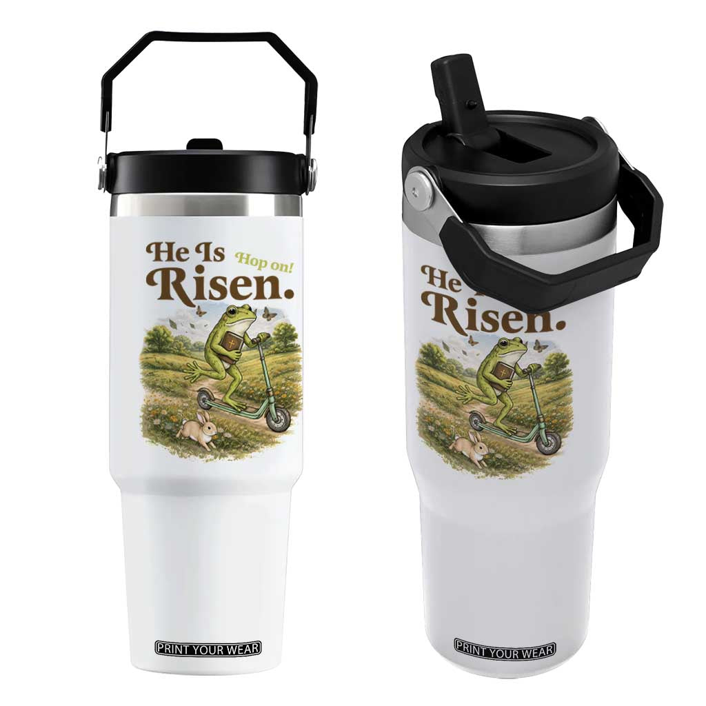 He Is Risen Hop On Flip Straw Tumbler Christian Easter Frog TS14 One Size: 30 oz White Print Your Wear