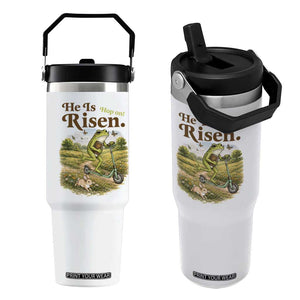 He Is Risen Hop On Flip Straw Tumbler Christian Easter Frog TS14 One Size: 30 oz White Print Your Wear