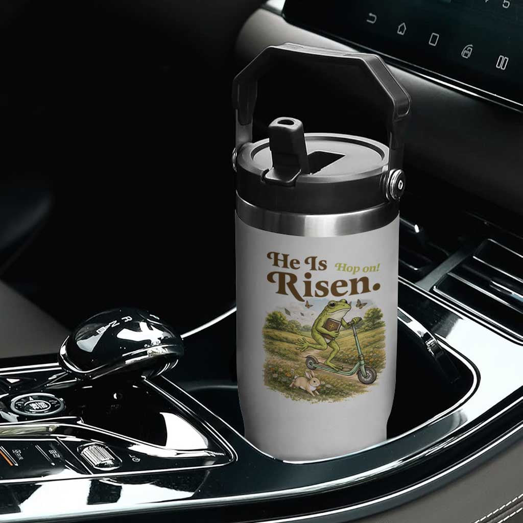 He Is Risen Hop On Flip Straw Tumbler Christian Easter Frog TS14 Print Your Wear