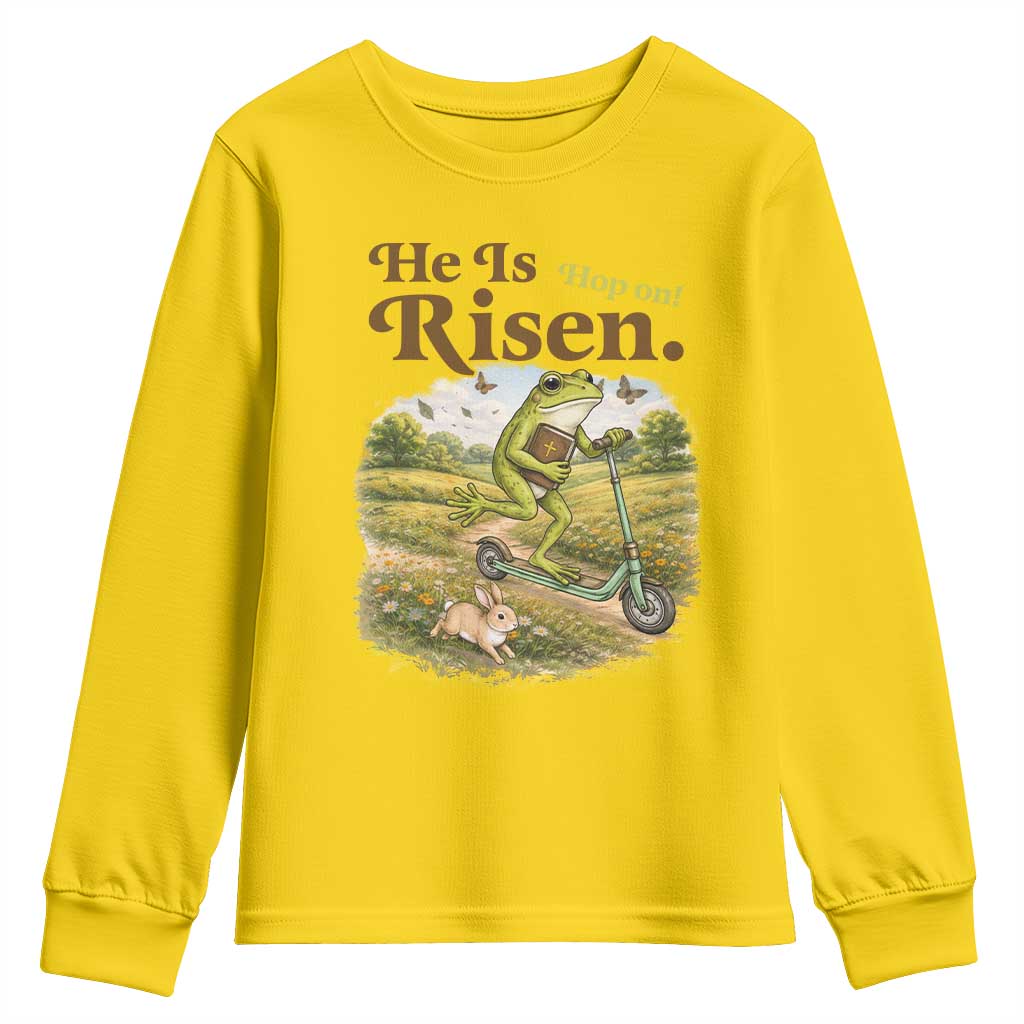 He Is Risen Hop On Youth Sweatshirt Christian Easter Frog TS14 Daisy Print Your Wear