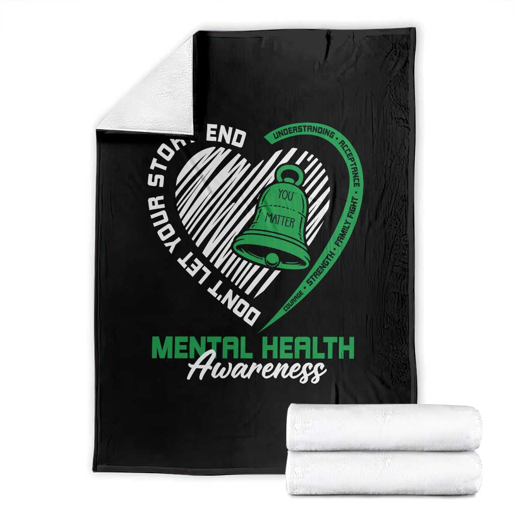 Mental Health Awarenes Throw Blanket Green Ribbon Inspirational Psychologist Therapist TS14 Black Print Your Wear