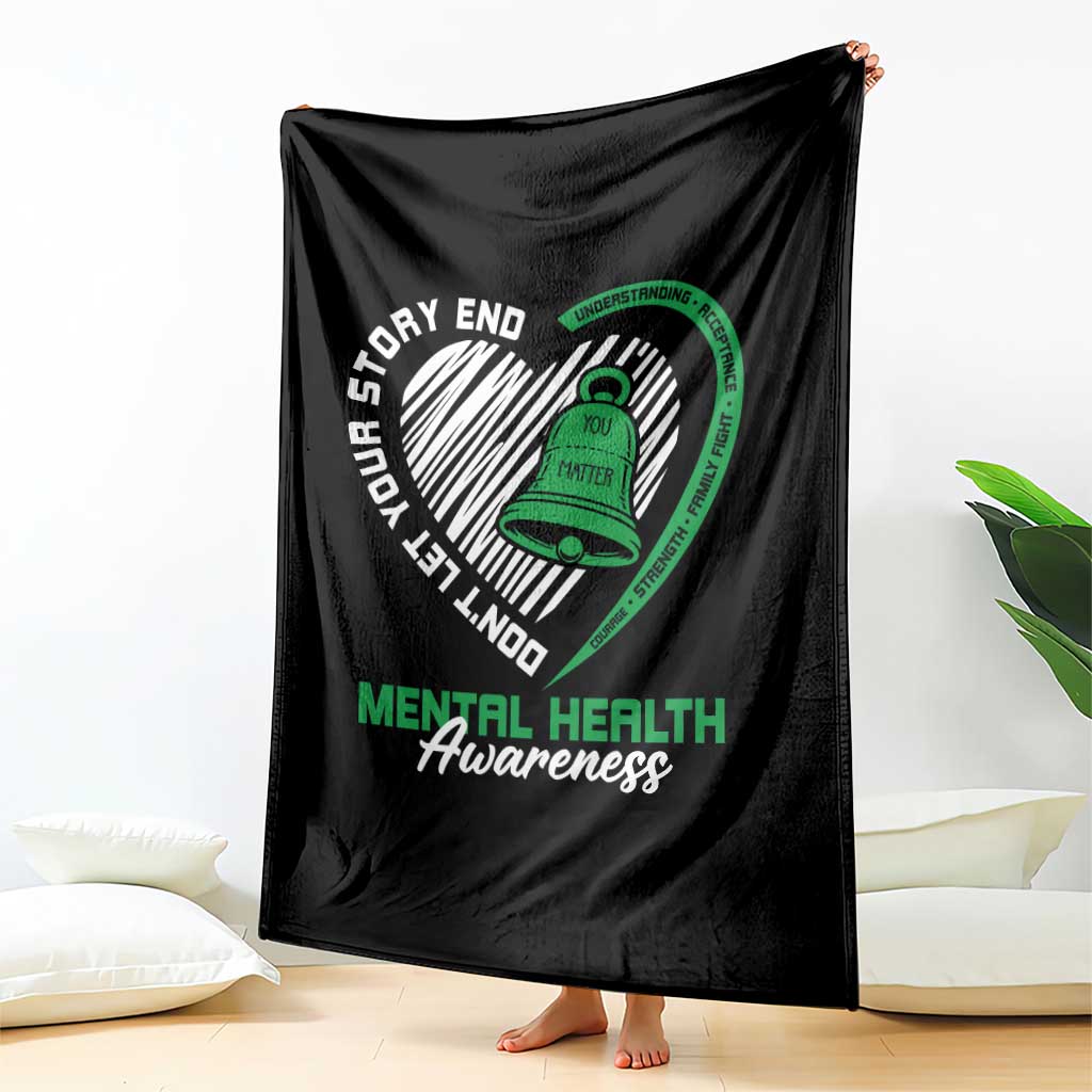 Mental Health Awarenes Throw Blanket Green Ribbon Inspirational Psychologist Therapist TS14 Print Your Wear
