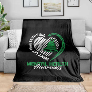 Mental Health Awarenes Throw Blanket Green Ribbon Inspirational Psychologist Therapist TS14 Print Your Wear