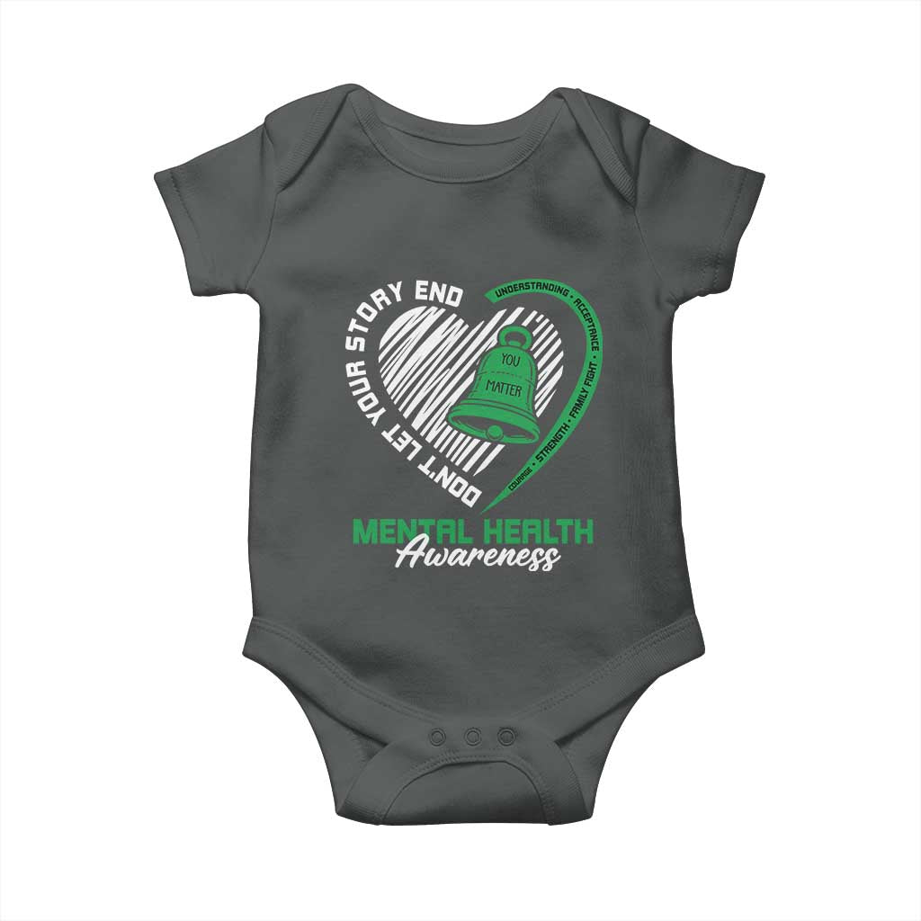 Mental Health Awarenes Baby Onesie Green Ribbon Inspirational Psychologist Therapist TS14 Dark Heather Print Your Wear